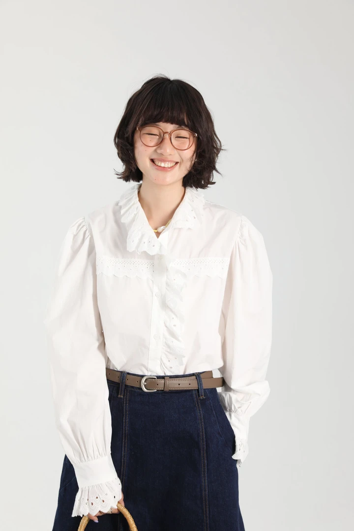 秋屿moment 复古法式百搭时尚休闲花边长袖衬衫