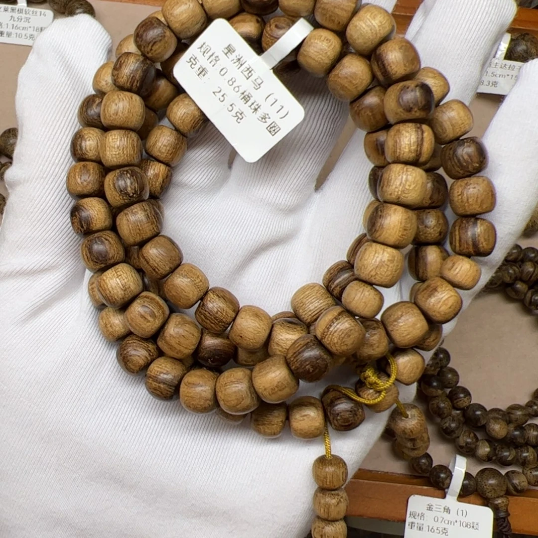 手串沉香天然野沉香老西马桶珠0.86cm108颗25.5克