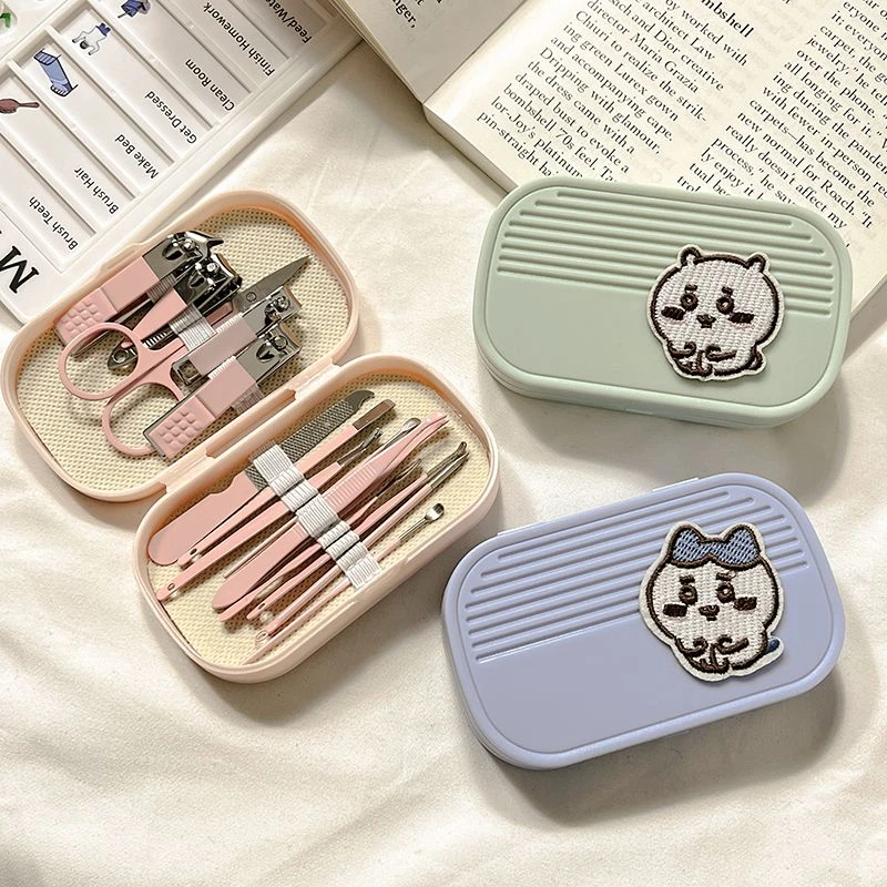 吉伊卡哇便携式指甲刀修甲美甲指甲钳工具宿舍指甲剪挖掏耳勺套装