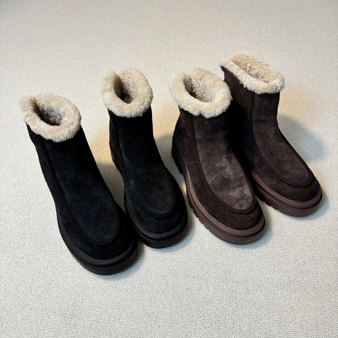 六也「温暖氛围」磨砂皮加绒保暖时尚增高厚底防滑雪地靴女L1107