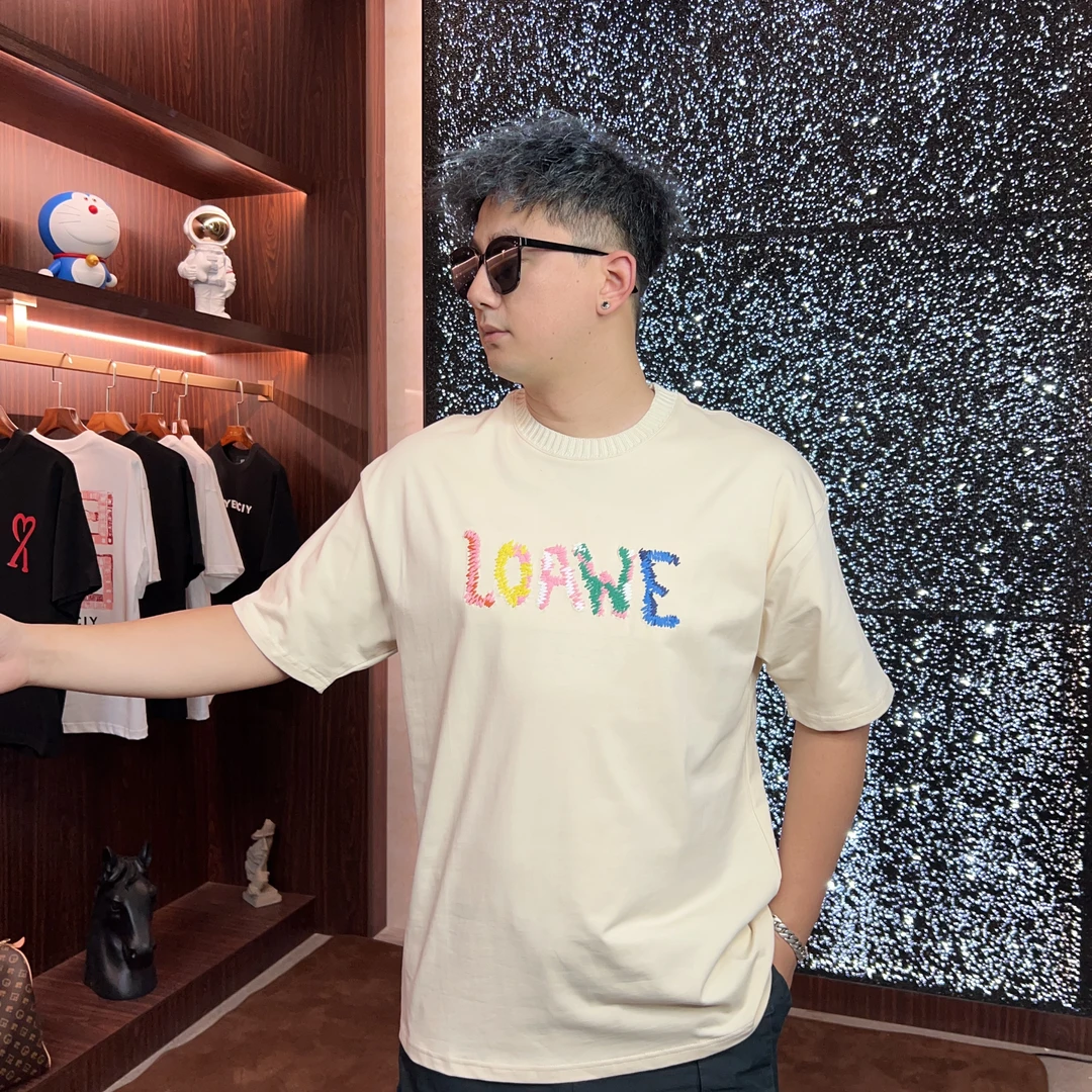 【仓播1】夏季新款温变字母刺绣纯棉T恤宽松百搭潮流情侣款T恤