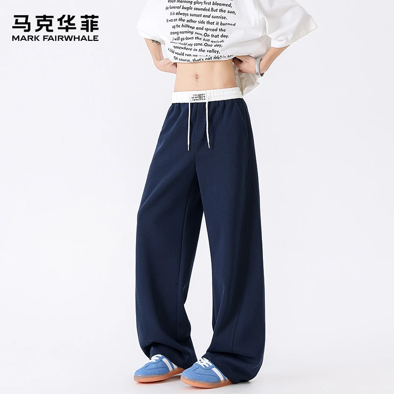 马克华菲爆款休闲裤男款新款港风宽松华棉高品质弯刀裤松紧带长裤
