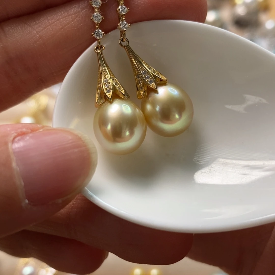 海水珍珠耳饰银S925镶嵌