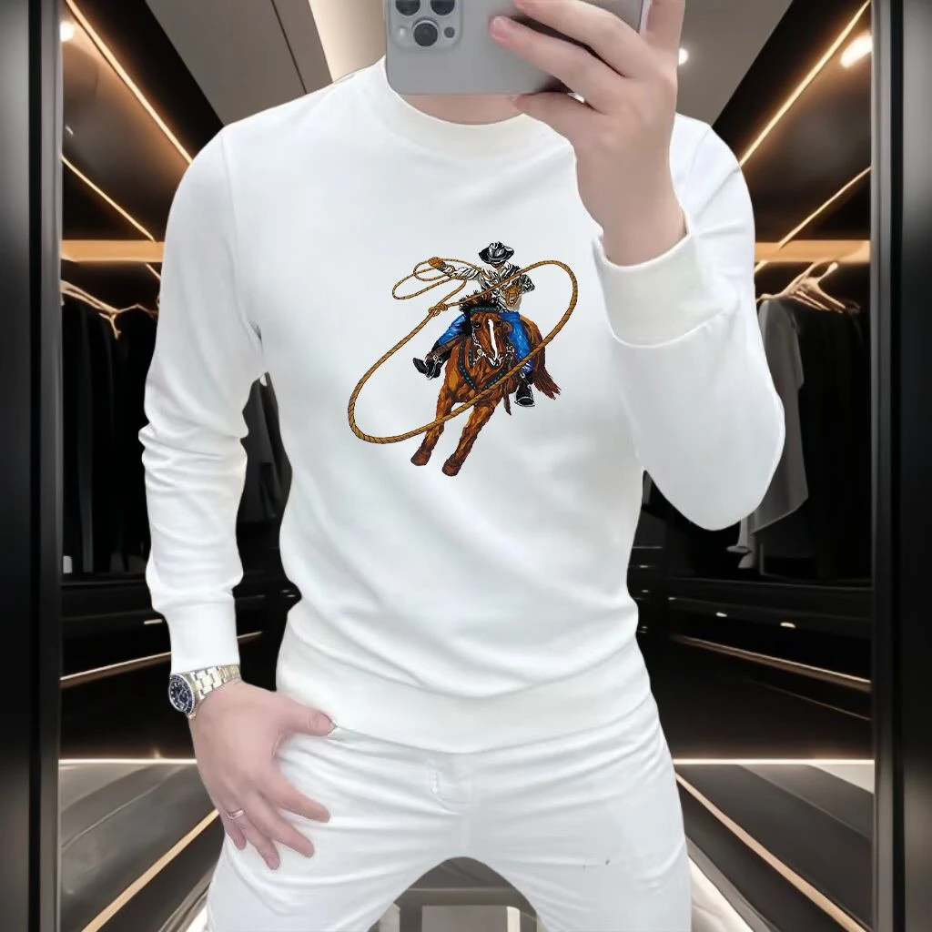 潮牌卫衣男士2025秋冬季新款潮流男装修身圆领休闲百搭长袖打底衫