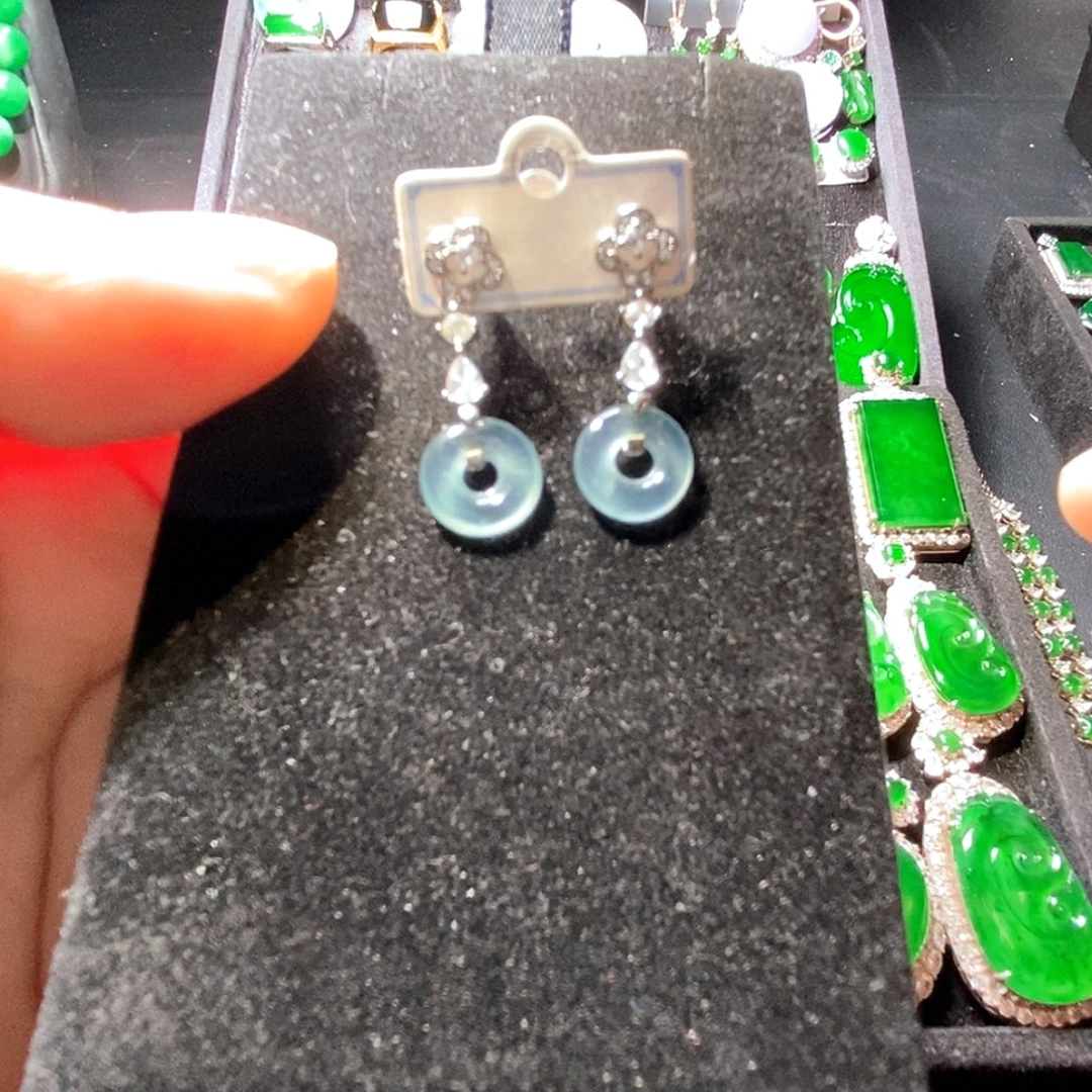 翡翠未镶嵌耳饰A货翡翠7