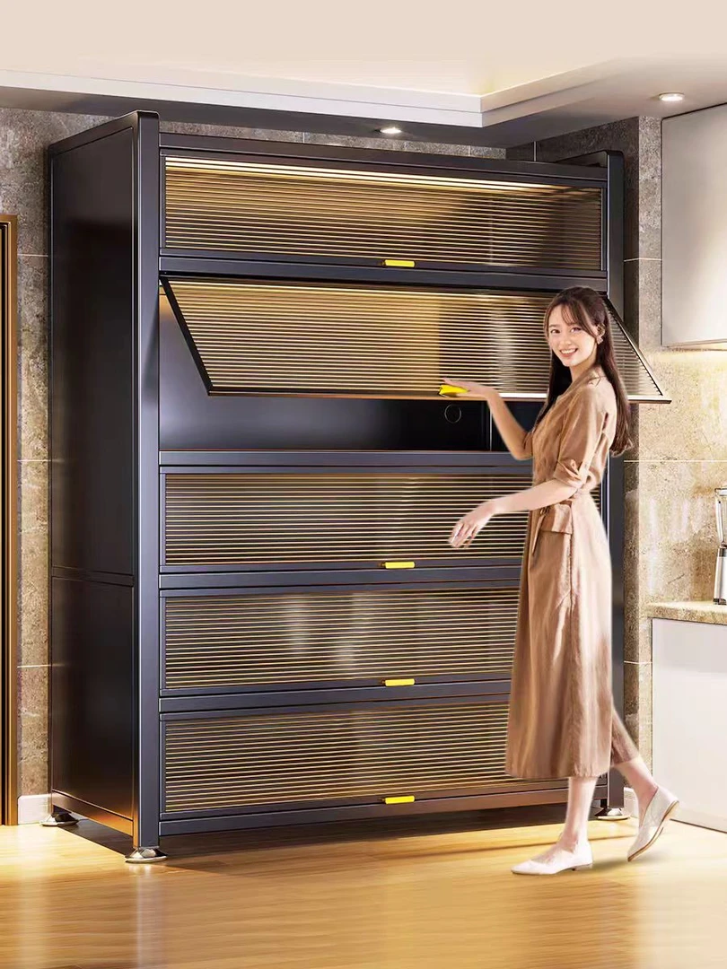 六层600长上翻门碗柜子厨房收纳柜多功能家电微波炉加厚