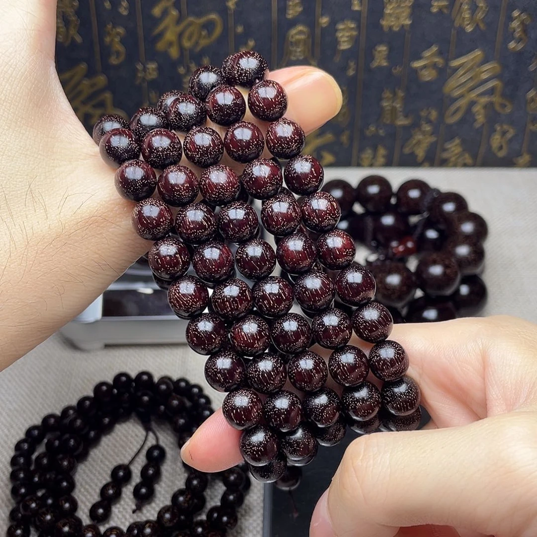 檀香紫檀（小叶紫檀）1.0 108颗 高油密 爆满金星