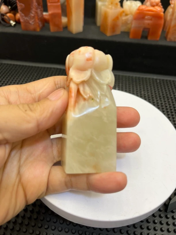 老挝石印章金石篆刻章书画姓名章印石章料玫瑰花印面3公分