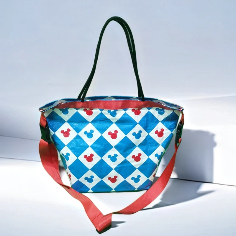 卡通可爱风托特包米奇防水编织环保购物袋单肩包斜挎包手拎包