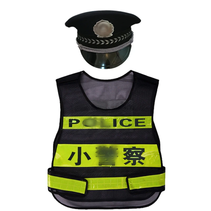 儿童交通警察服反光马甲角色扮演装备红绿灯玩具警官男孩小交警服