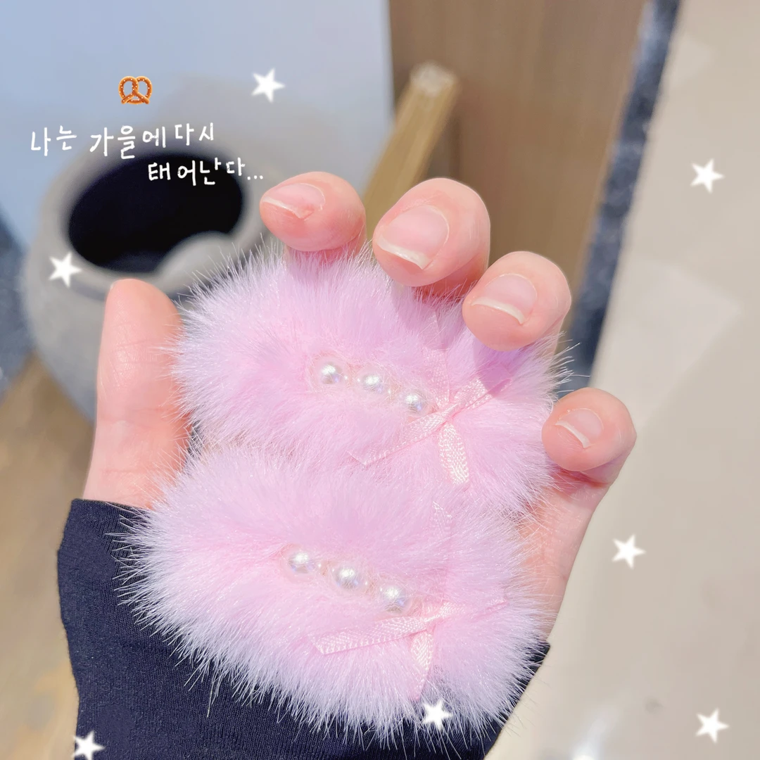 秋冬款边夹BB夹简约风甜美少女风女发夹可爱秋冬女童超仙毛绒绒