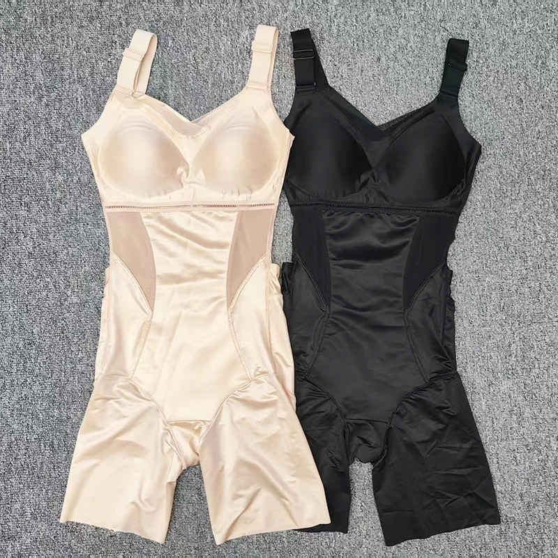 带胸垫平角后脱收腹提臀薄款塑形产后连体衣紧身透气瘦身衣