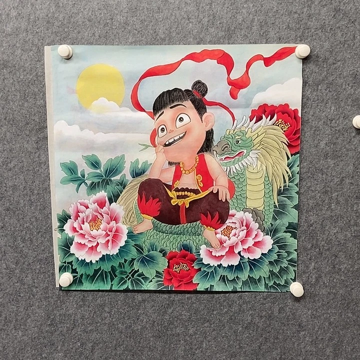 国画四尺斗方工笔花鸟一副