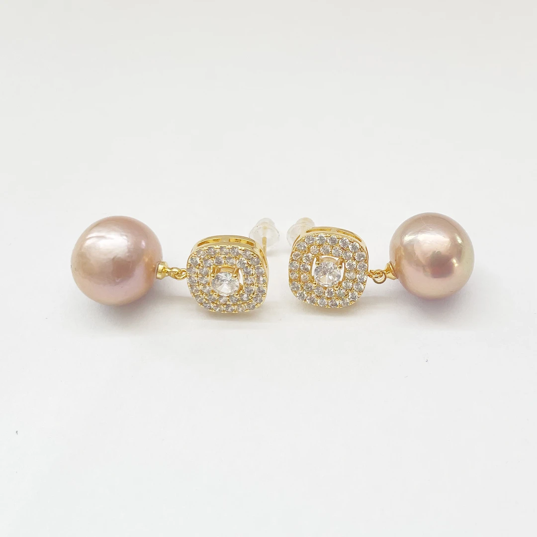 小方糖镶嵌耳钉珍珠耳坠【多样性发货】BH277