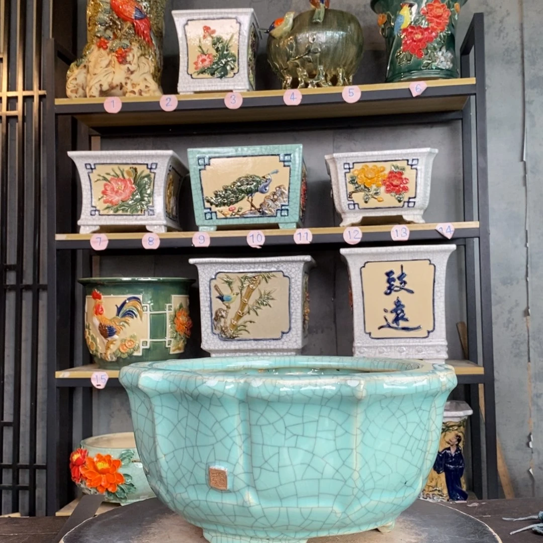 红陶金**瑞13莲花圆盆
