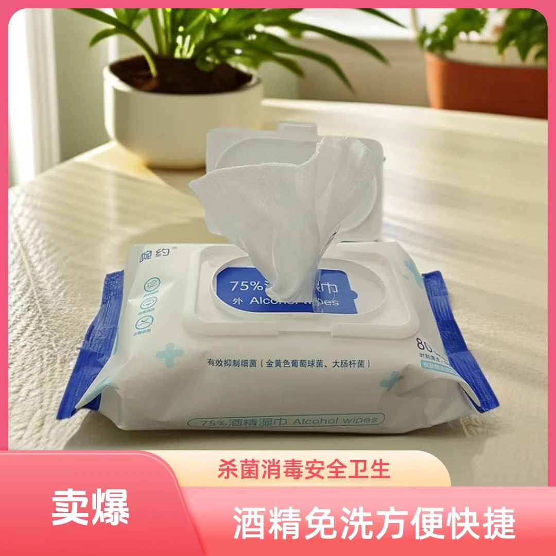 酒湿巾80抽方便快捷160mmx120mm抑菌便携清洗一次性家用抽取式