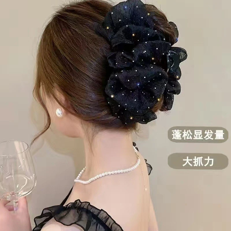 双面网纱云朵泡泡抓夹女在逃公主头蝴蝶结发夹在逃公主蝴蝶结抓夹