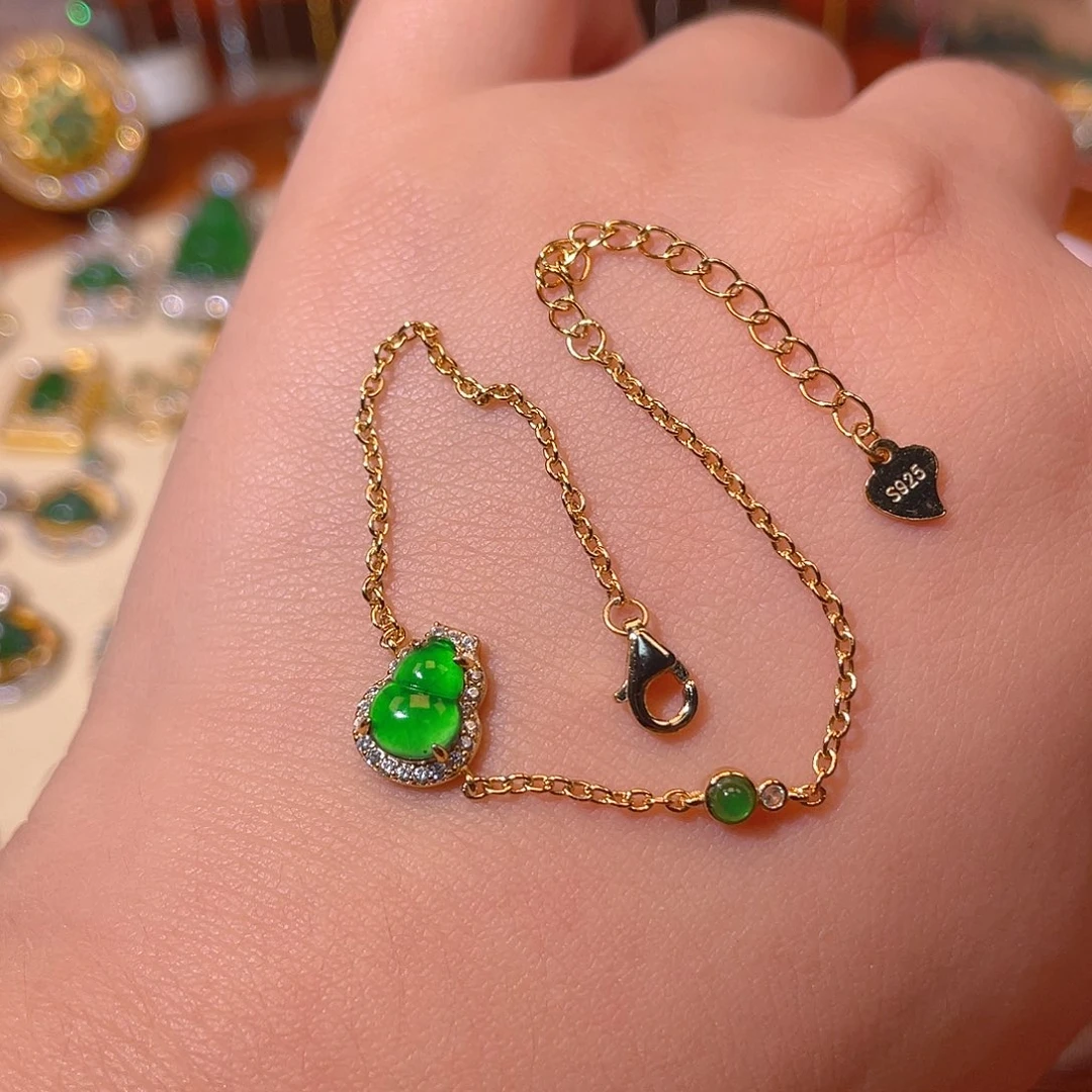 吊坠(不含链)银S925镶嵌翡翠