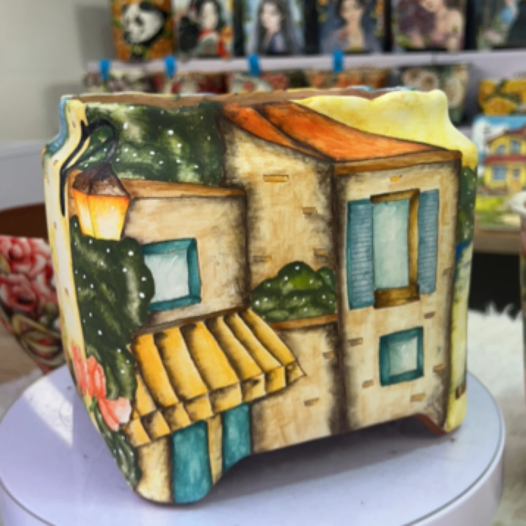 手绘多肉花盆精工风景系列