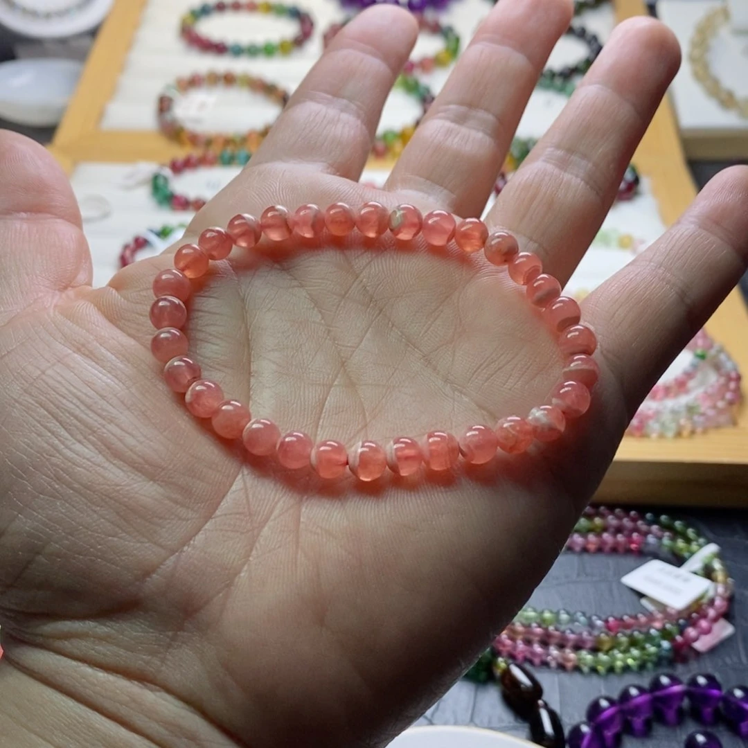 菱锰矿（红纹石）红纹石手链未镶嵌牛***主