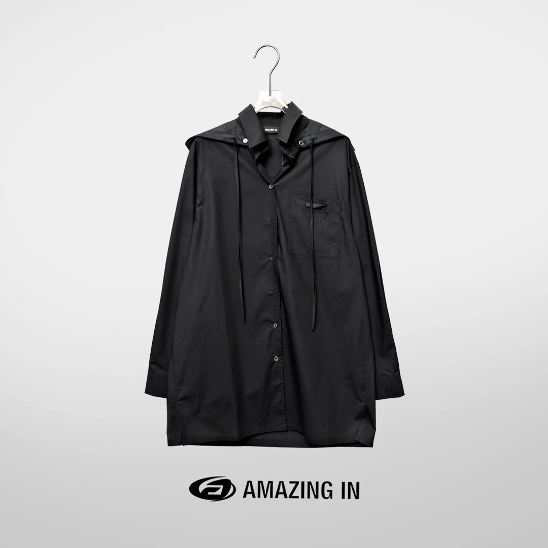 AMAZING IN 纯棉春夏新款宽松时尚可脱卸帽衬衫 A240103-JY-XY121