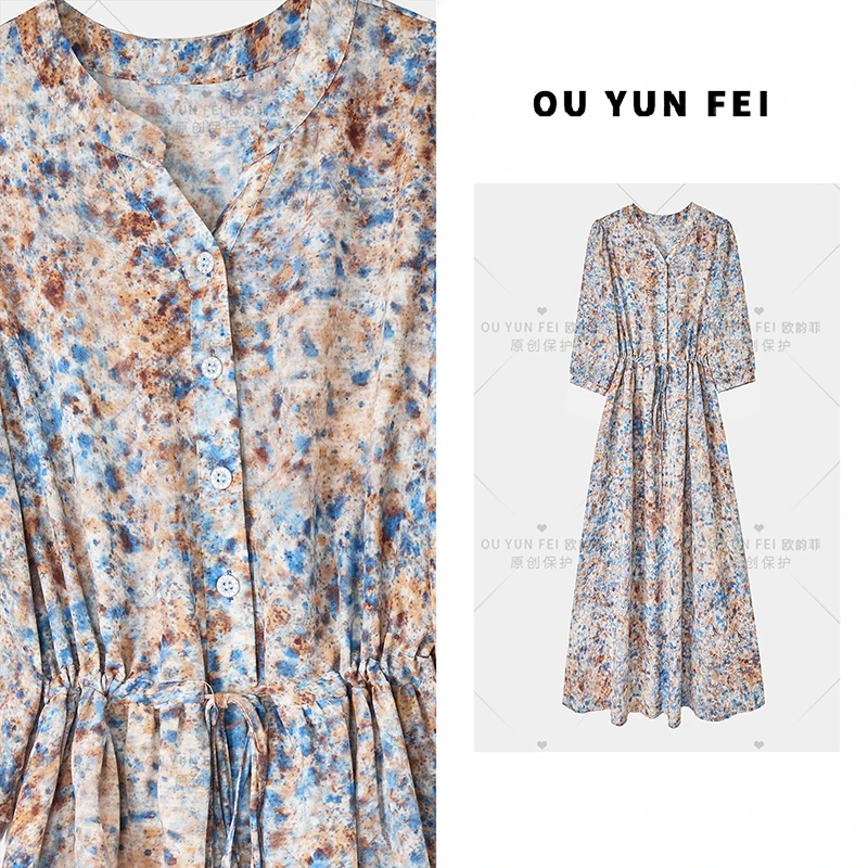 【贵气碎花】高级感连衣裙女新款夏季显瘦穿搭时尚洋气印花HZ1078