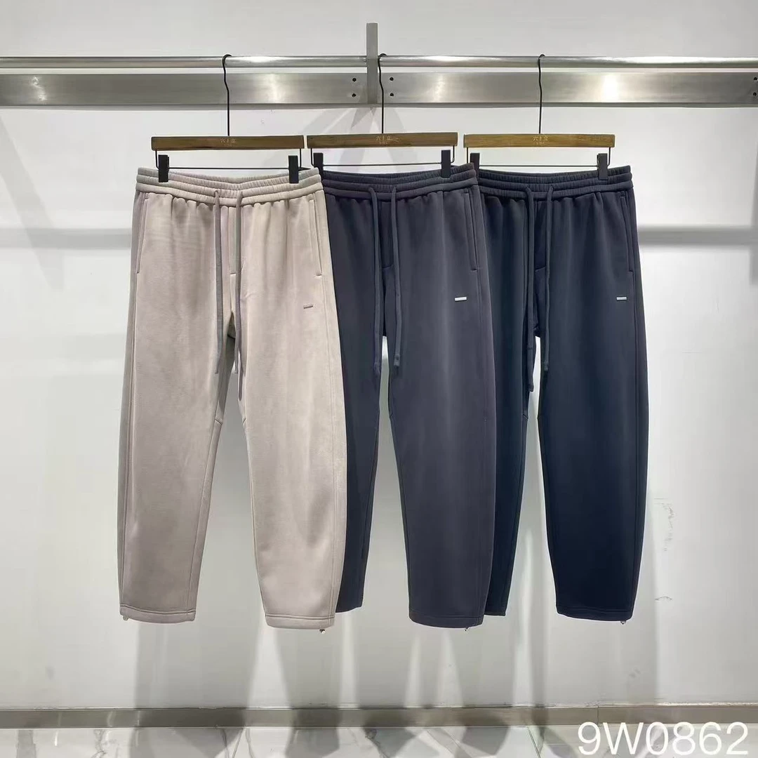 冬季系绳纯色重磅加厚高级感保暖宽松休闲长裤9W0862