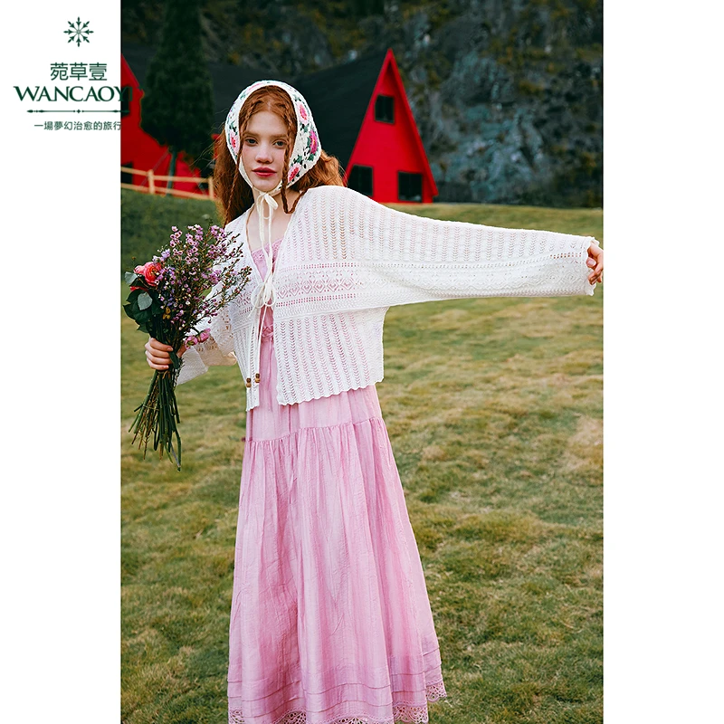 菀壹2025夏季新款长袖百搭复古日常印花民族风毛衫G00211529