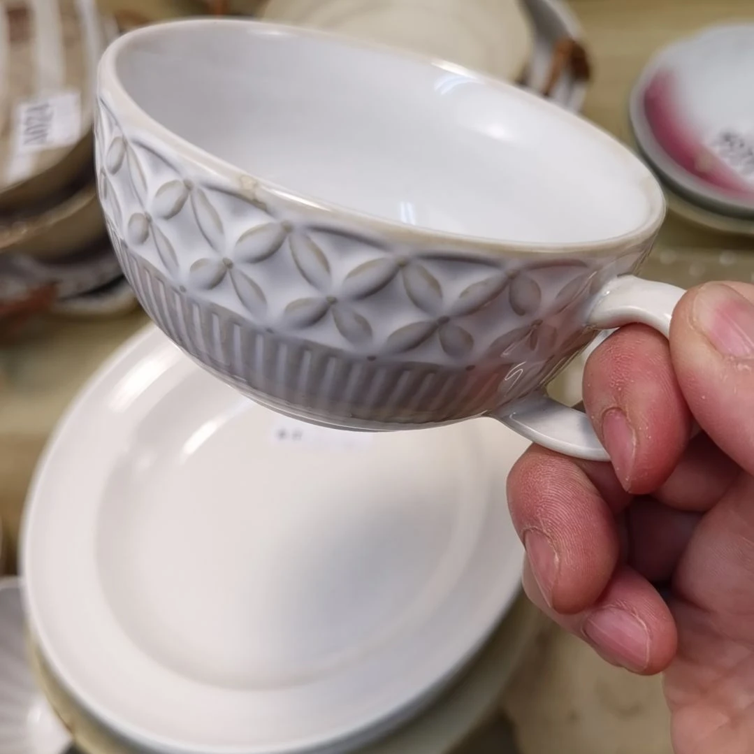 瓷片微瑕奈良咖啡杯两套一组