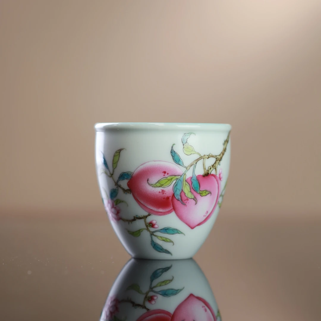 【溢珍堂】珍珠白釉双桃鸡蛋杯60cc家用瓷器周边