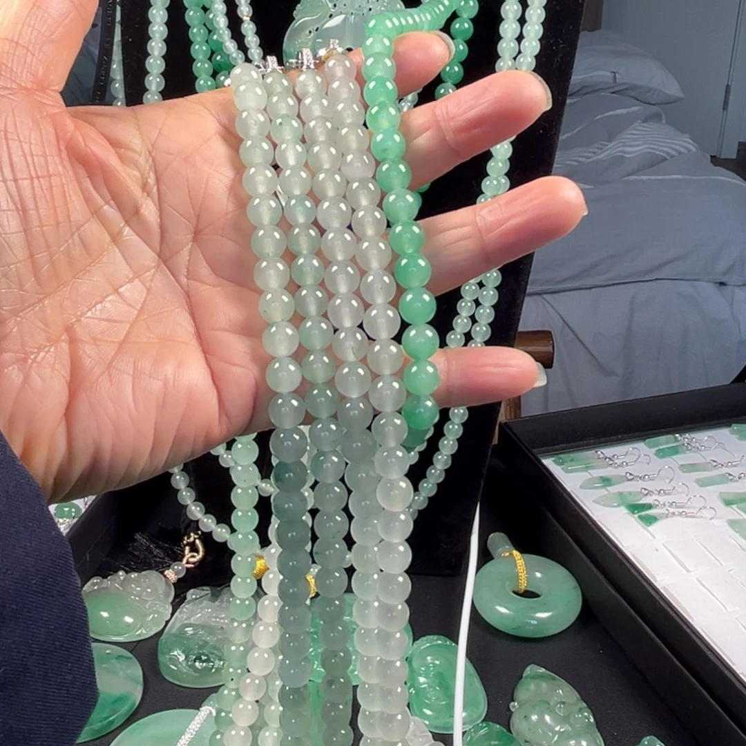 石英质玉项链合金108颗卡8