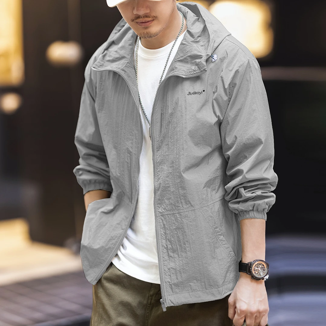 格蓝鹿山系防晒衣男秋季宽松户外连帽工装夹克外套防紫外线冲锋衣