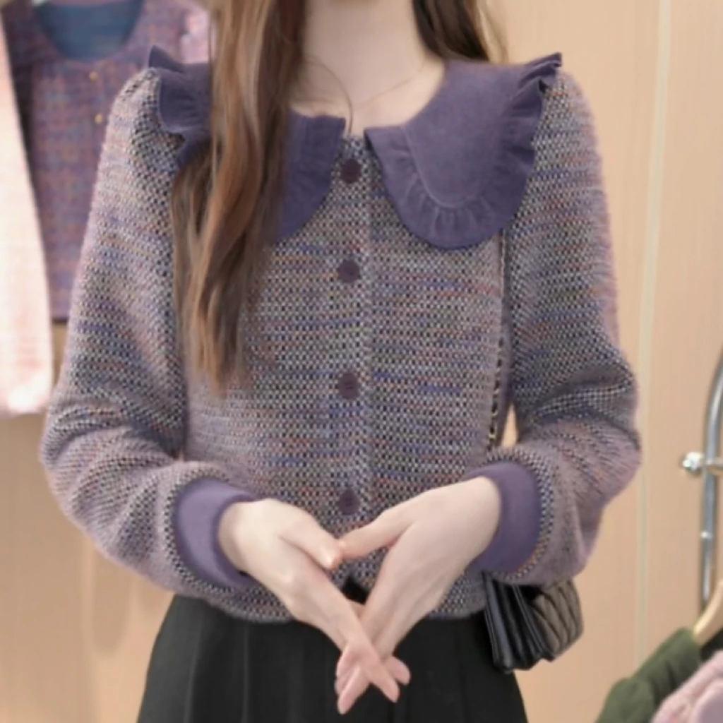 【大脸哈】2025秋冬新款时尚娃娃领长袖内搭打底女百搭显瘦小衫