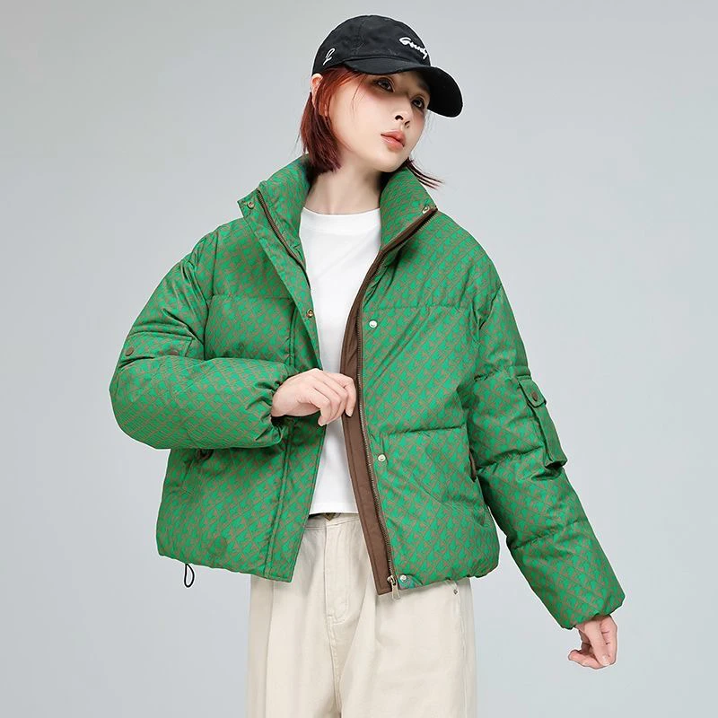 短款千鸟格棉服女冬2025新爆款小个子高端洋气设计感面包服8806