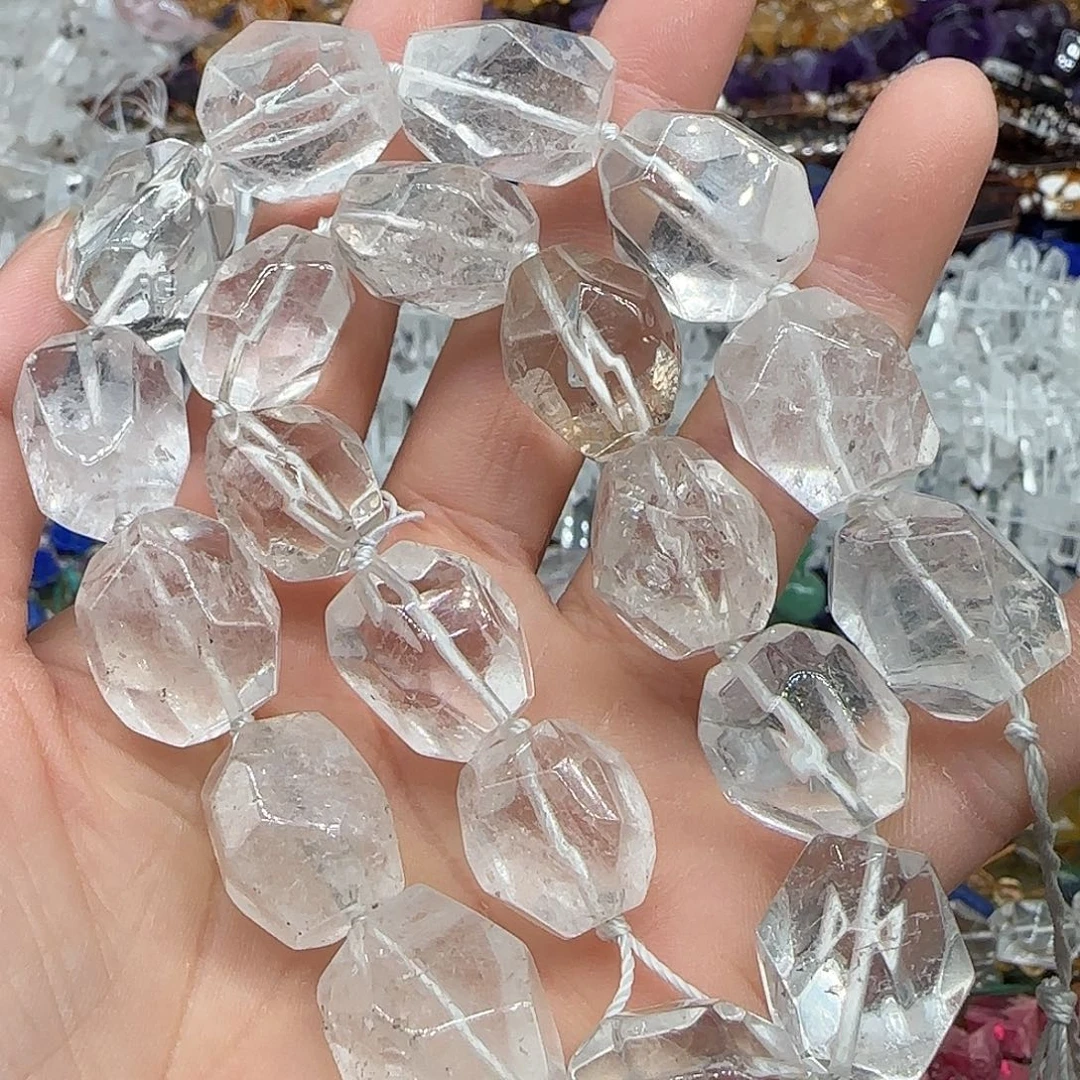 玛瑙/玉髓珠宝半成品合金白水晶原石一条