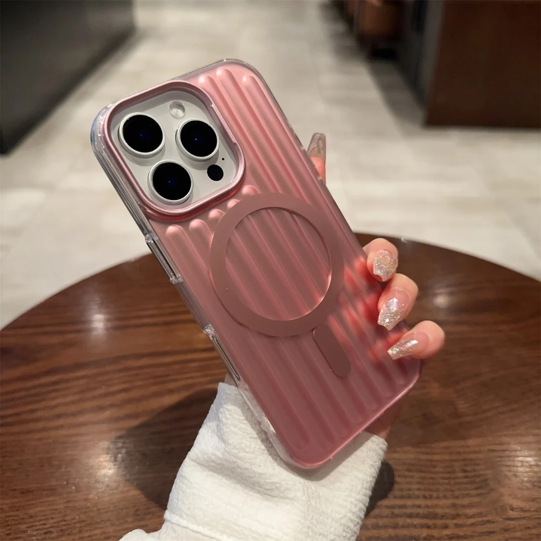 新款适用苹果16 Pro Max磁吸手机壳行李箱纹理防摔全包肤感