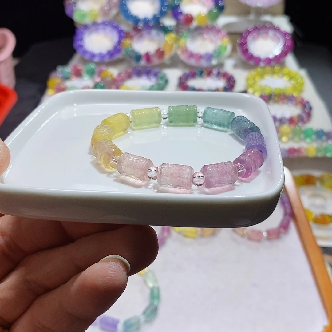 千***年手链未镶嵌水晶彩虹渐变桶珠7加