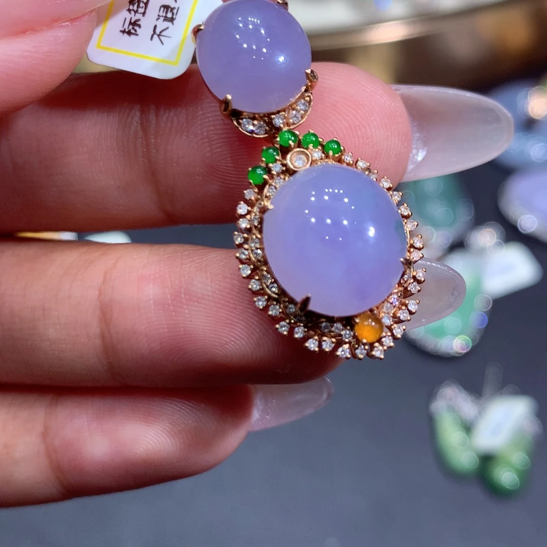 翡翠吊坠(赠链)18K金镶嵌