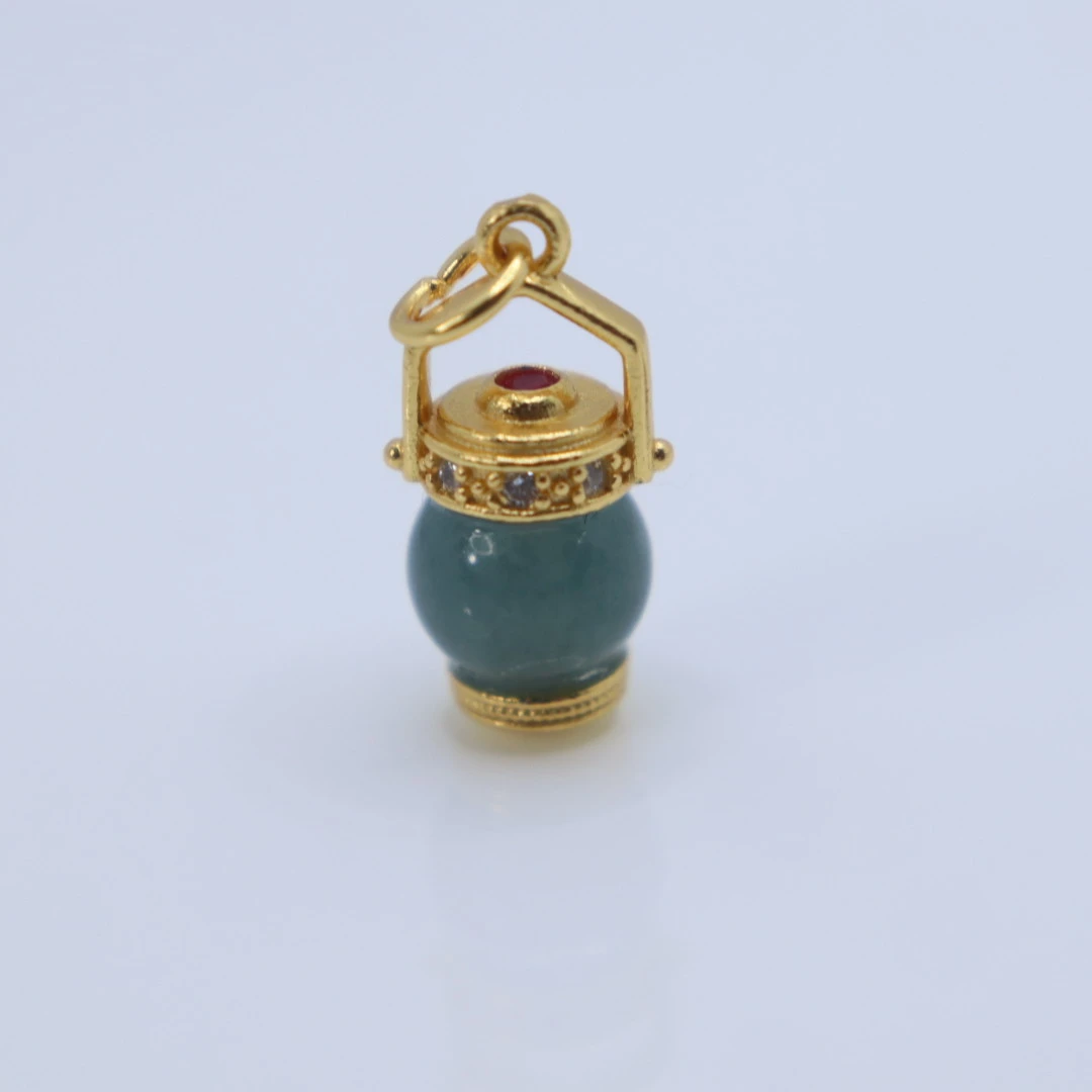 危料翡翠A货S925银镶翡翠宝瓶小滴溜小吊坠文玩配饰