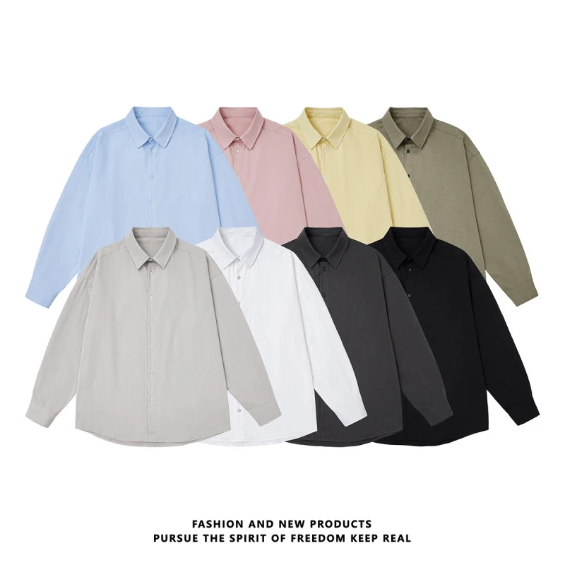 2025秋装长袖衬衣8色糖果色多巴胺衬衫高级感帅气纯色上衣男女款