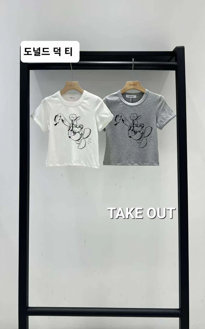 韩国欧巴家唐老鸭涂鸦短袖679