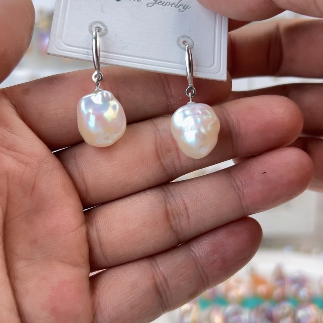 淡水珍珠耳饰银S925镶嵌寒**雨