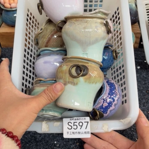 紫砂花盆瑕疵597口径4.5左右