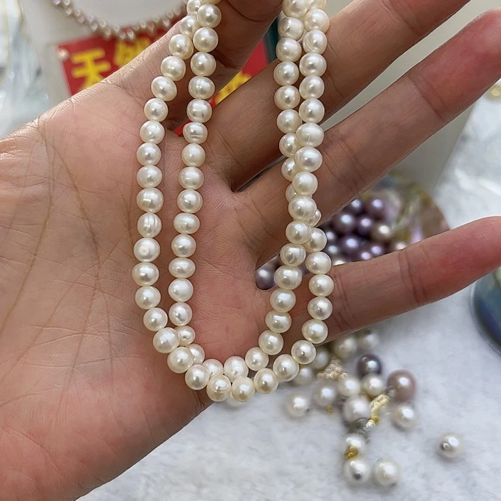 合金白珠项链淡水珍珠