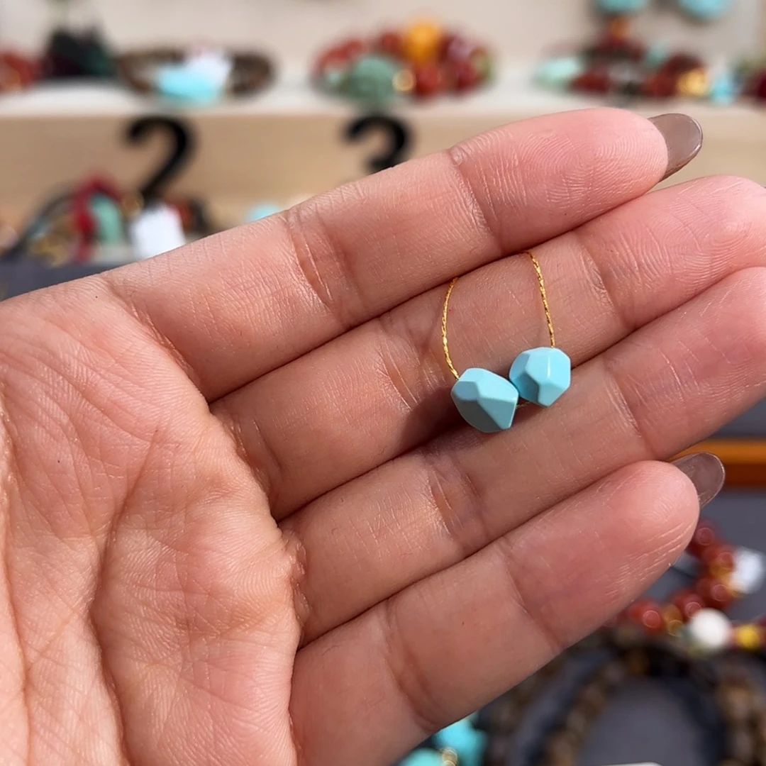 【闪购商品】未镶嵌绿松石把件无相刻面珠配饰