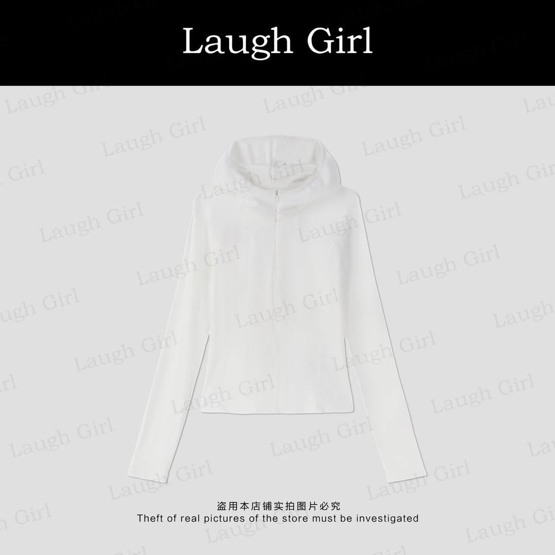 楚楚君 Laugh girl【曲线蛮腰】连帽半拉链修身线条上衣 WL53218J
