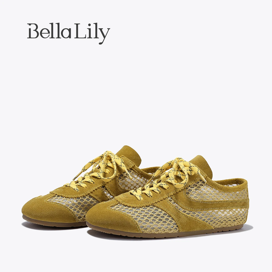 BellaLily2025夏季新款高级潮色休闲鞋小众个性德训鞋舒适平底鞋