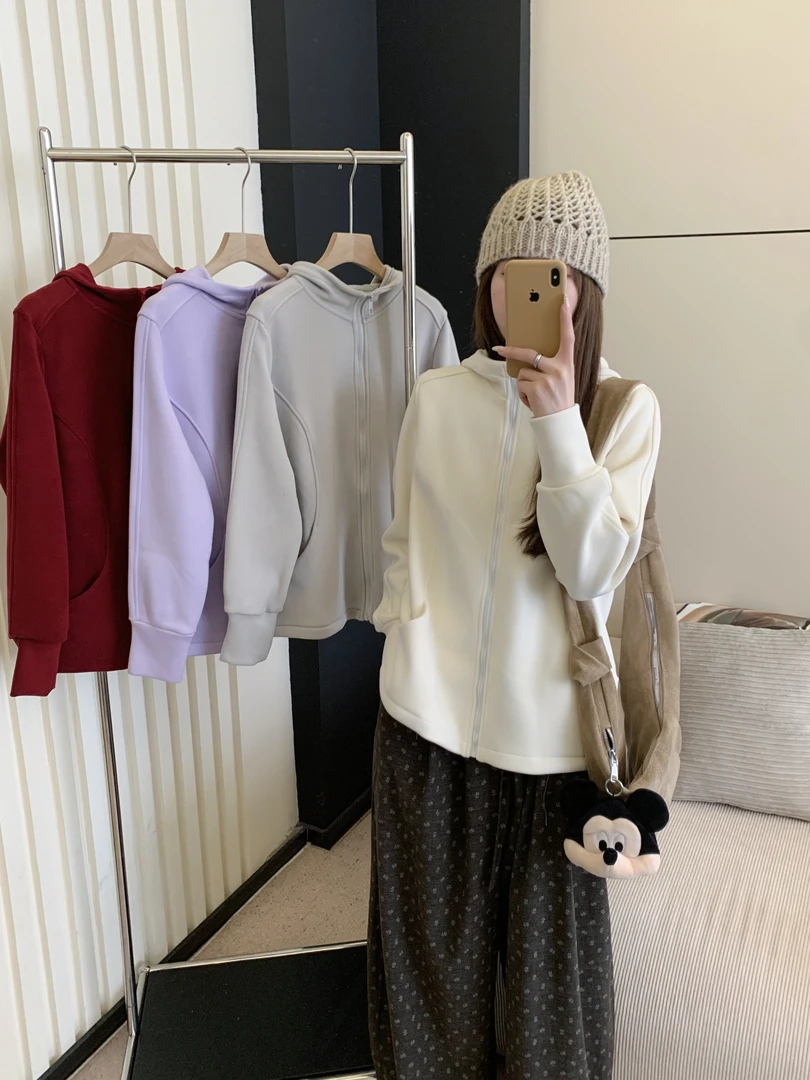 多色连帽拉链卫衣女宽松显瘦百搭休闲开衫防风外套 A03-LJMM