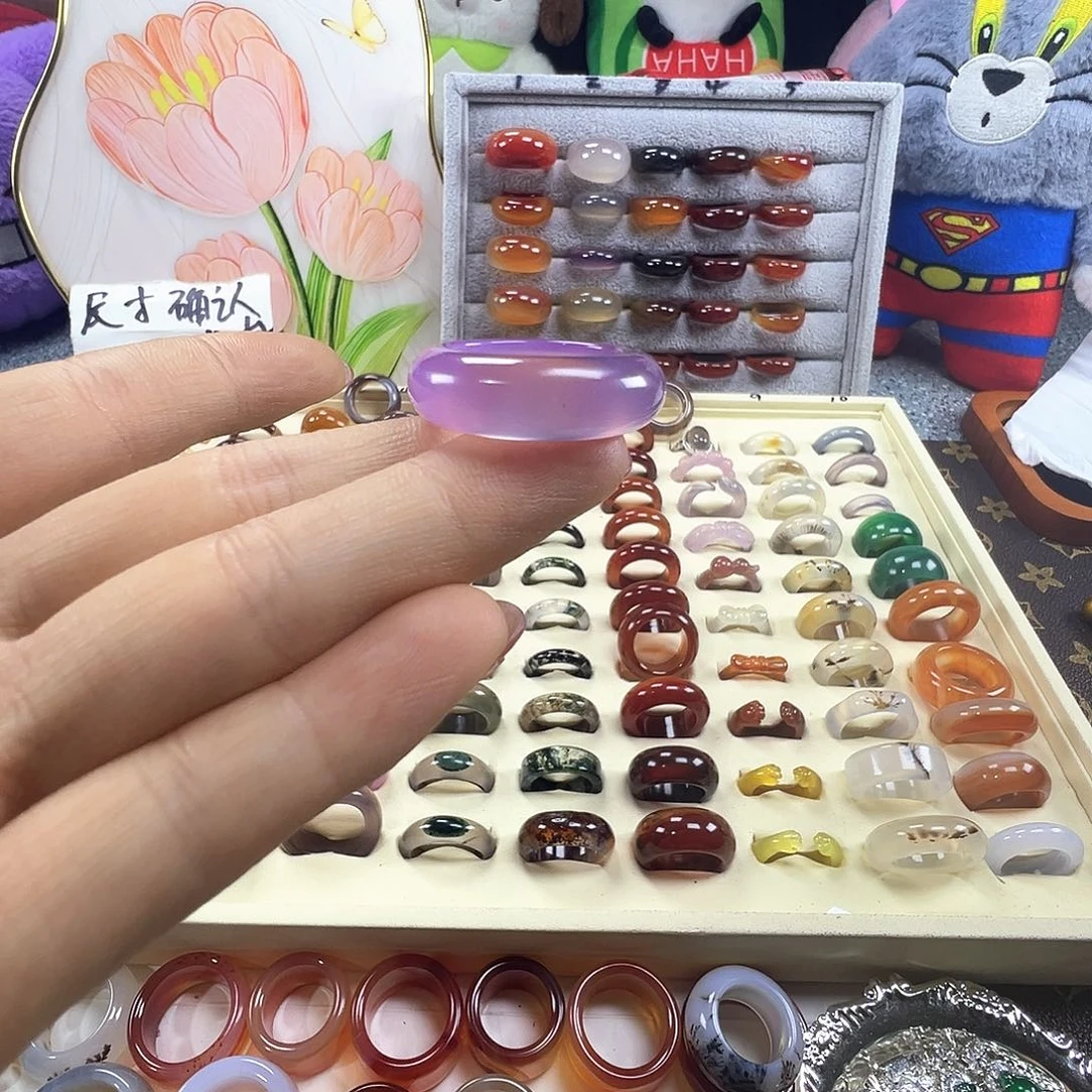 玛瑙/玉髓未镶嵌戒指B23不退换19.5港22