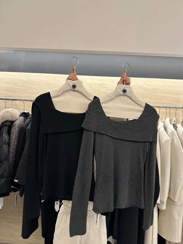 时尚设计感针织长袖上衣秋季法式慵懒风内搭打底衫